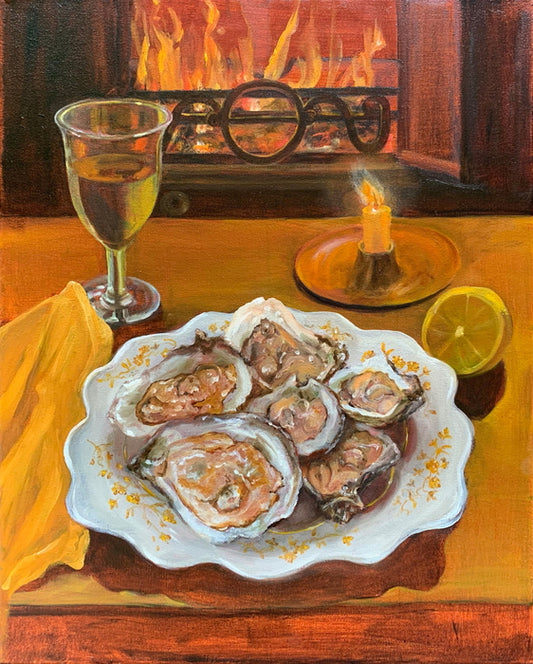 Oyster Plate, 2022, oil on canvas, 20 x 16 in. / 50.8 x 40.64 cm.