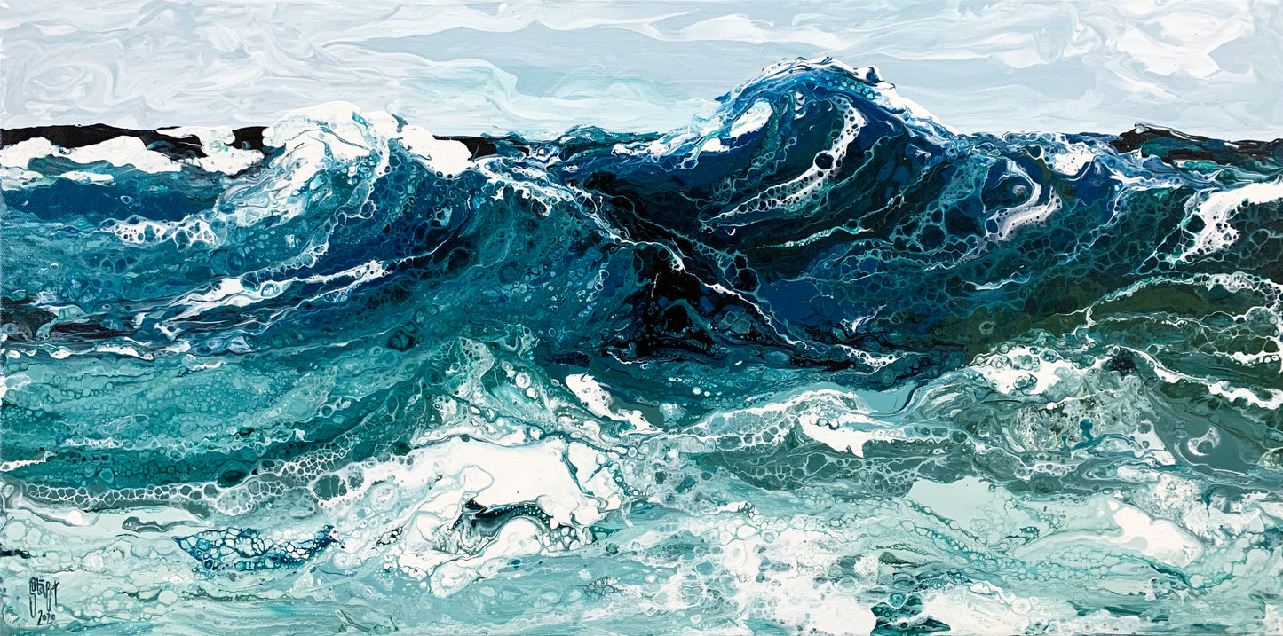 Pacific Nr. 19, 2020, acrylic on canvas, 80 x 40 cm. / 31.4961 x 15.748 in.