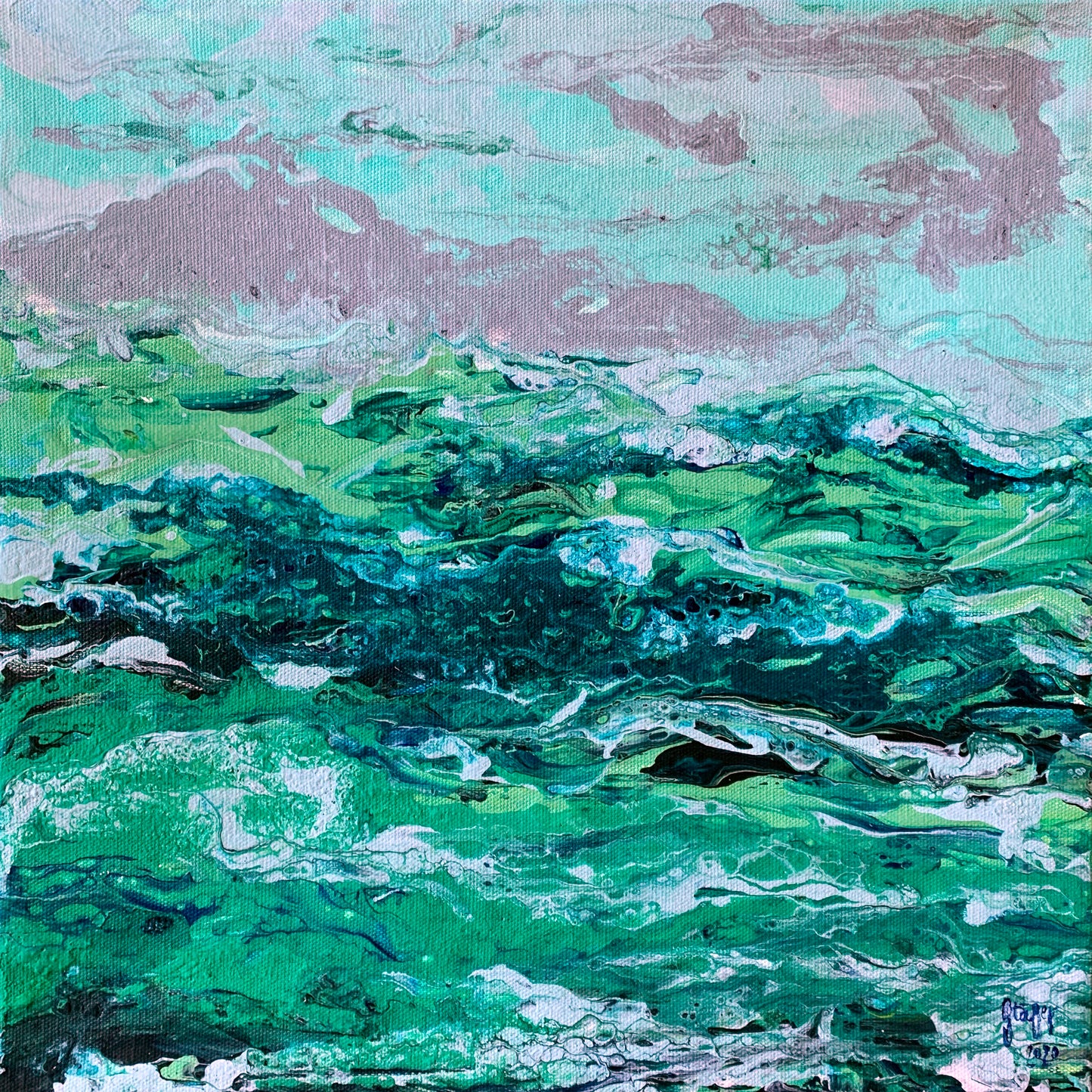 Pacific Nr. 8, 2020, acrylic on canvas, 40 x 40 cm. / 15.748 x 15.748 in.