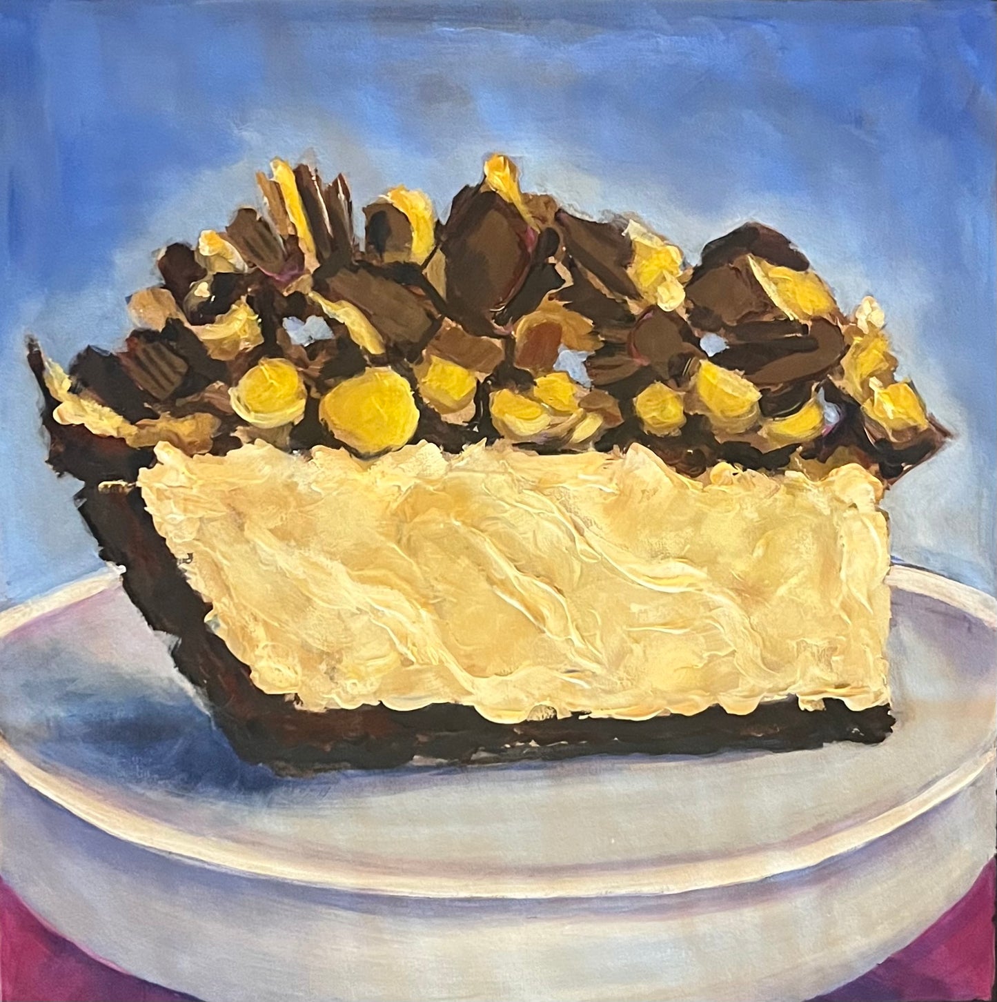 Peanut Butter Pie, 2023, oil on paper, 12 x 12 in. / 30.48 x 30.48 cm.