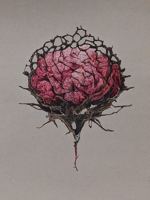 Psychosomatic: The Brain, 2023, mixed media, 24 x 18 in. / 60.96 x 45.72 cm.