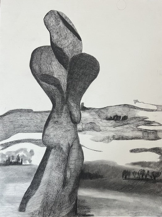 Remember Lots Wife, 2023, charcoal & graphite, 24 x 18 in. / 60.96 x 45.72 cm.