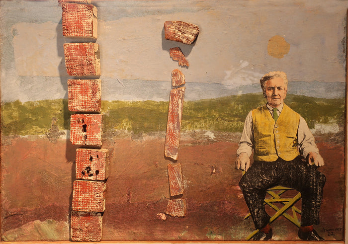 Robert Graves, 2021, mixed media on wood panel, 14 x 20 in. / 35.56 x 50.8 cm.