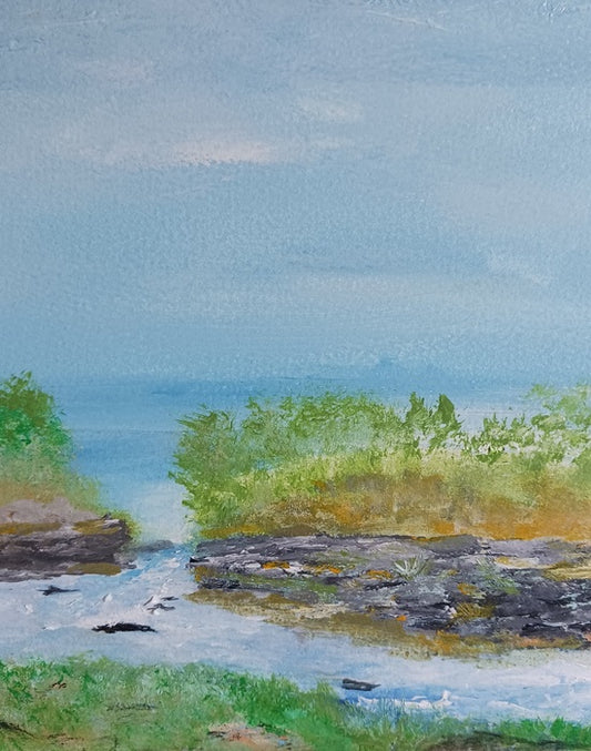 Rocky Inlet, 2023, acrylic on paper, 8 x 8 in. / 20.32 x 20.32 cm.