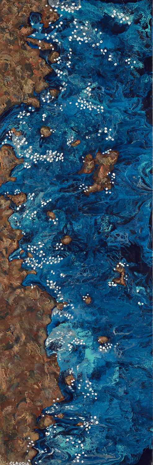 Rocky Cliff, 2025, acrylic, 12 x 36 in. / 30.48 x 91.44 cm.