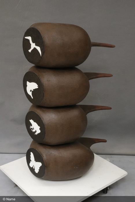 Rough Tool for Remembering Things Lost, 2024, cone sculpture, 17 x 37 in. / 43.18 x 93.93 cm.