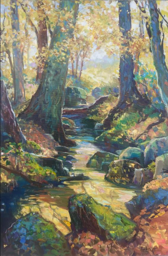 Stream in the Wood, 2024, oil on canvas, 30 x 30 in. / 76.2 x 76.2 cm.