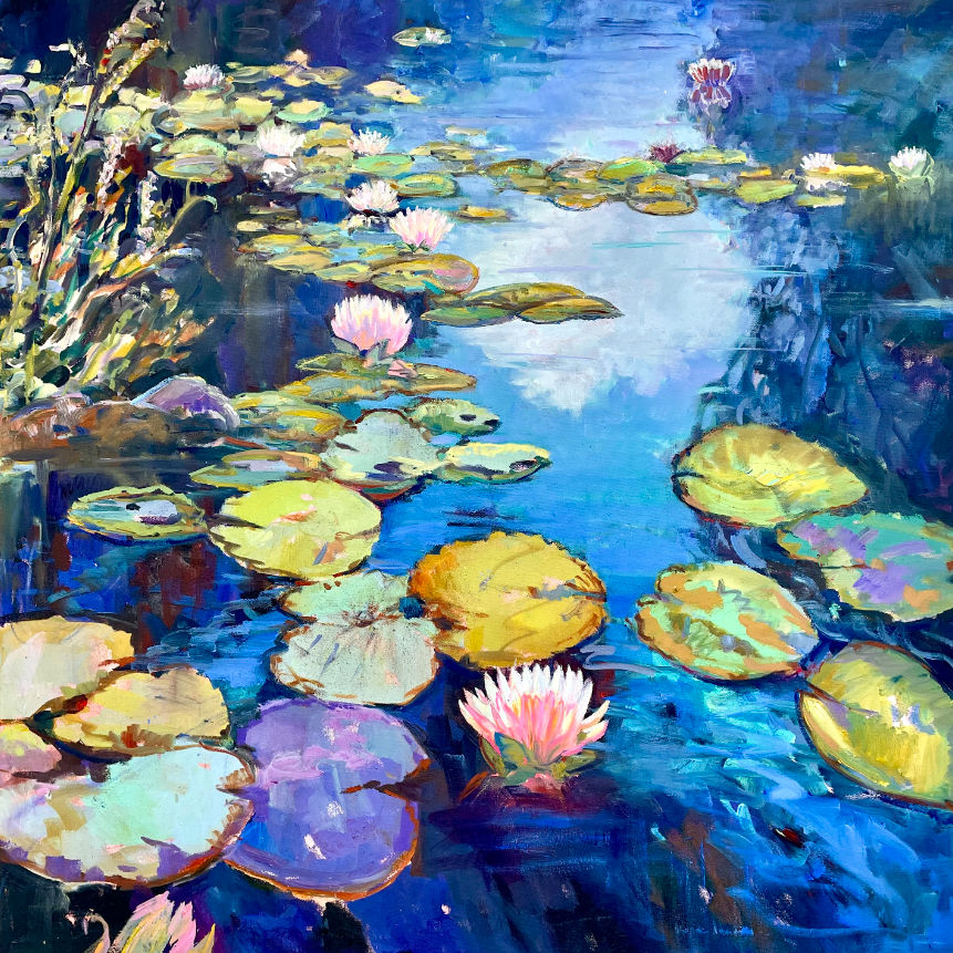 Vermont Water Lilies, 2024, oil on canvas, 36 x 36 in. / 91.44 x 91.44 cm.