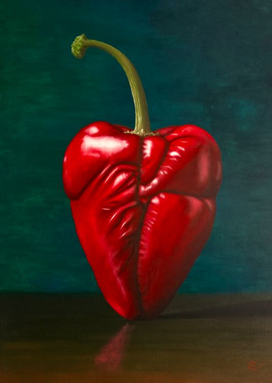 Pimiento, 2025, oil and acrylic on canvas, 50 x 70 cm. / 19.6 x 27.5 in.