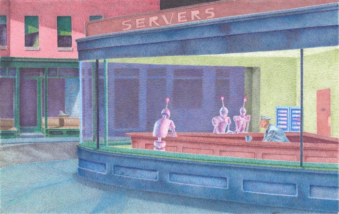 Servers, 2024, ballpoint pen on papers, 11 x 7 in. / 27.94 x 17.78 cm.