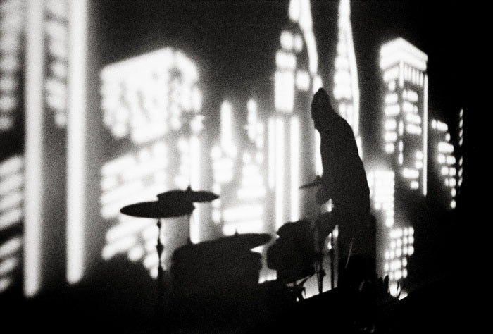 Silhouette, Drummer Sound Check, 2014, silver gelatin print, 8 x 14 in. / 20.32 x 35.56 cm.