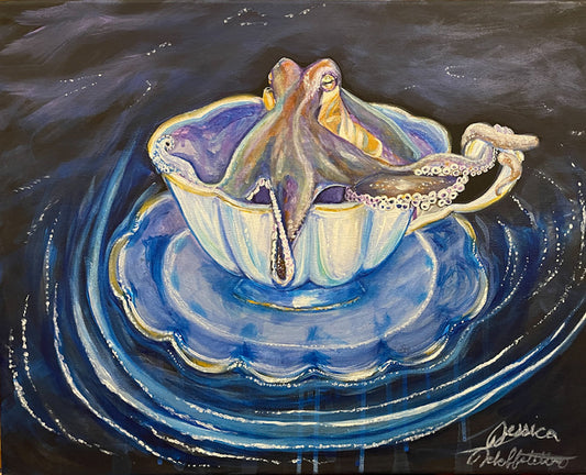 Southern Belle Octopus, 2024, acrylic, 16 x 20 in. / 40.64 x 50.8 cm.