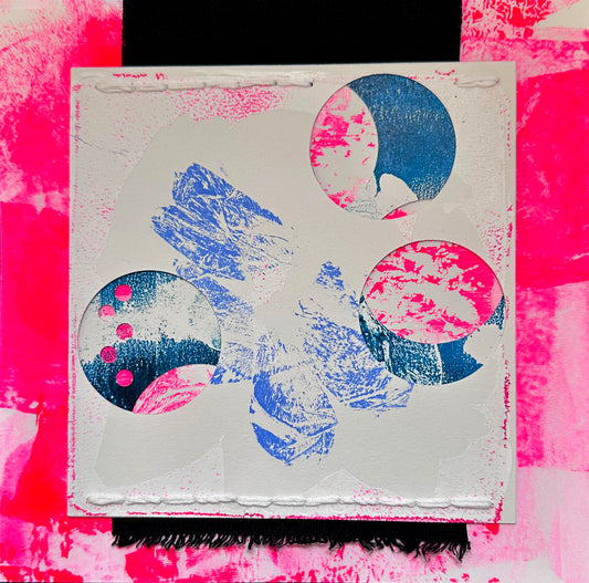 Many Moons, 2025, mixed media, 8 x 8 in. / 20.32 x 20.32 cm.