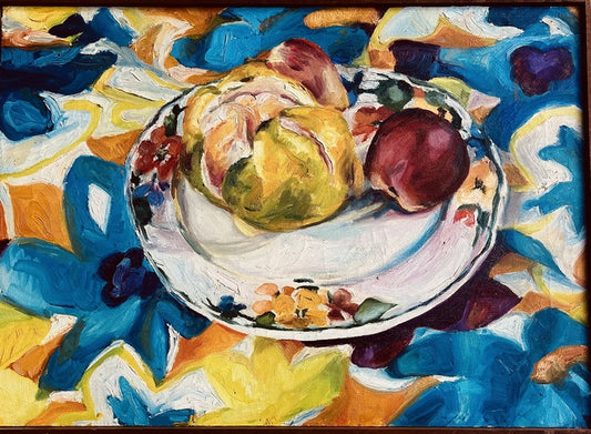 Still Life with Ugly Fruit and Apple, 1970, oil on canvas, 19 x 25 in. / 48.26 x 63.5 cm.