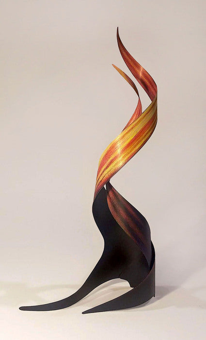 Swirling Fire : Fire/Tree Series, 2023, mixed media, 14 x 3 x 5.5 in. / 35.56 x 7.62 x 13.97 cm.