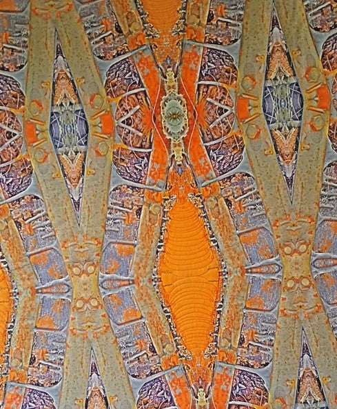 TE Orange Drip, 2018, fiber art quilt, 38 x 32 in. / 96.52 x 81.28 cm.