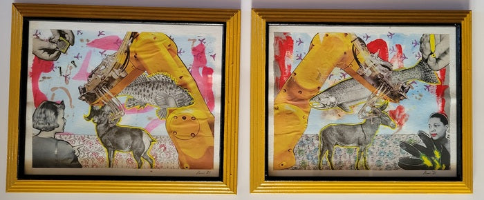 The Industrial Age - Diptych, 2021, mixed media, 9.5 x 11.5 in. / 24.13 x 29.21 cm.