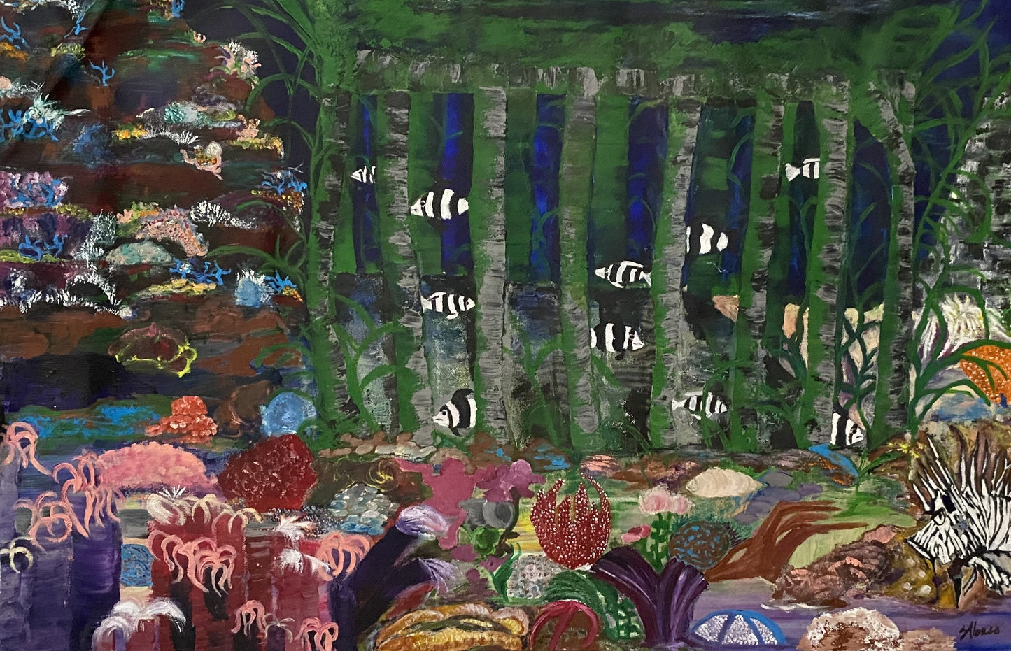 The Jailed Fish, 2009, acrylic on canvas, 24 x 36 in. / 60.96 x 91.44 cm.