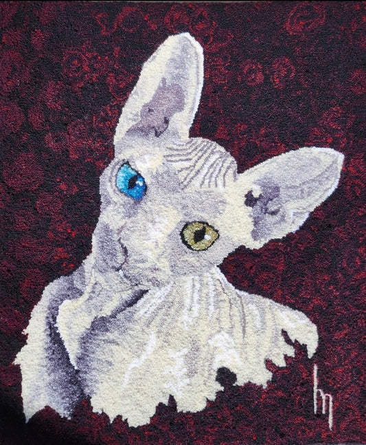 The Mystery of The Sphynx, 2023, wood and alpaca on Monk's, 26 x 22 in. / 66.04 x 55.88 cm.