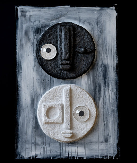 The Twins, 2024, mixed media, 36 x 24 in. / 91.44 x 60.96 cm.