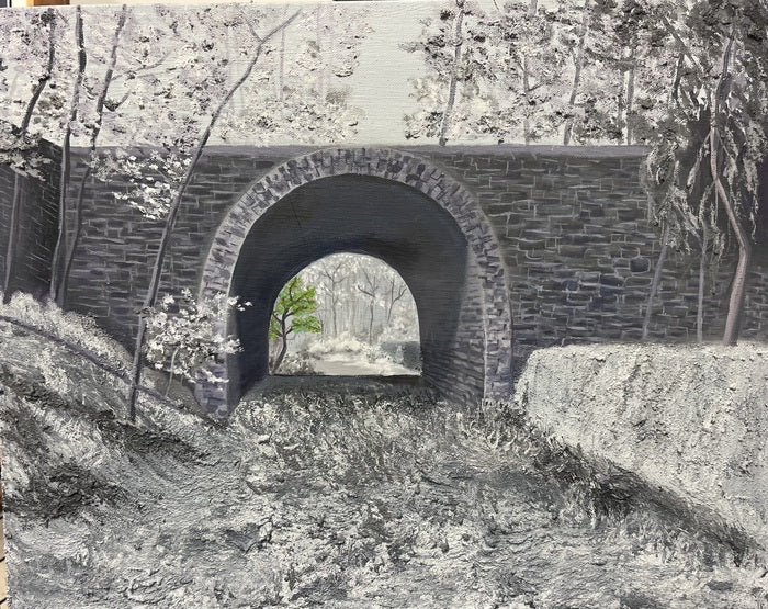 The Forgotten Bridge, 2023, oil on canvas, 18 x 24 in. / 45.72 x 60.96 cm.