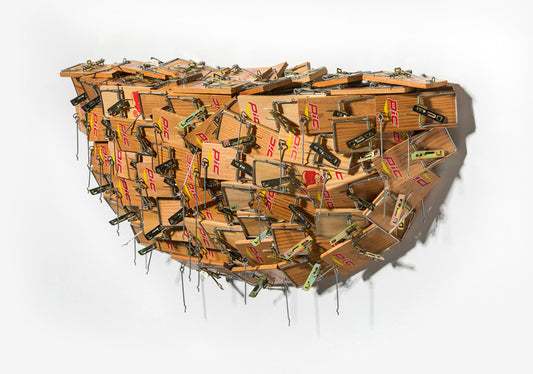 Trapped, 2012, mixed media, 12 x 26 x 5 in. / 30.48 x 66.04 x 12.7 cm.