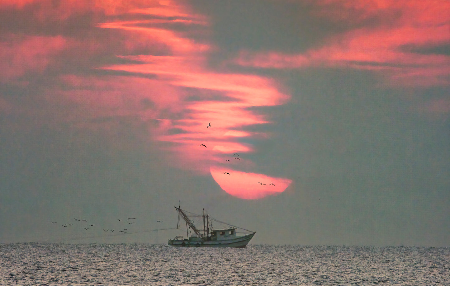 Trawler at Dawn, 2024, archival print, 16 x 24 in. / 40.64 x 60.96 cm.