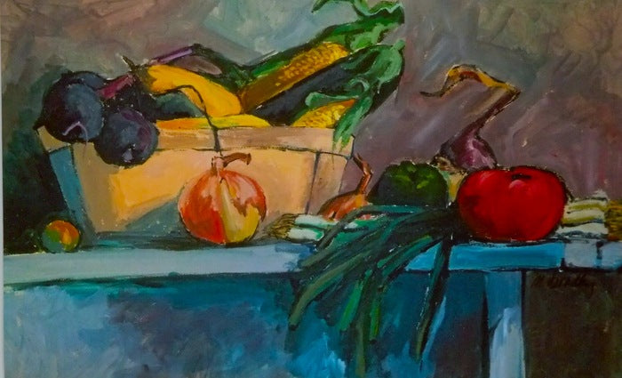 VEGETABLE BASKET, 2000, acrylic, 24 x 36 in. / 60.96 x 91.44 cm.