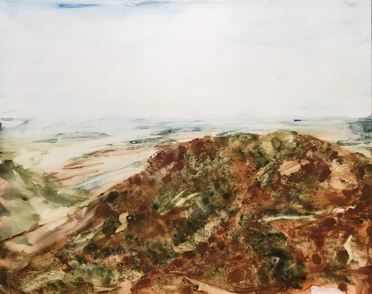 View from Yarnell, 2019, watercolor on yupo, 7.5 x 9.5 in. / 19.05 x 24.13 cm.