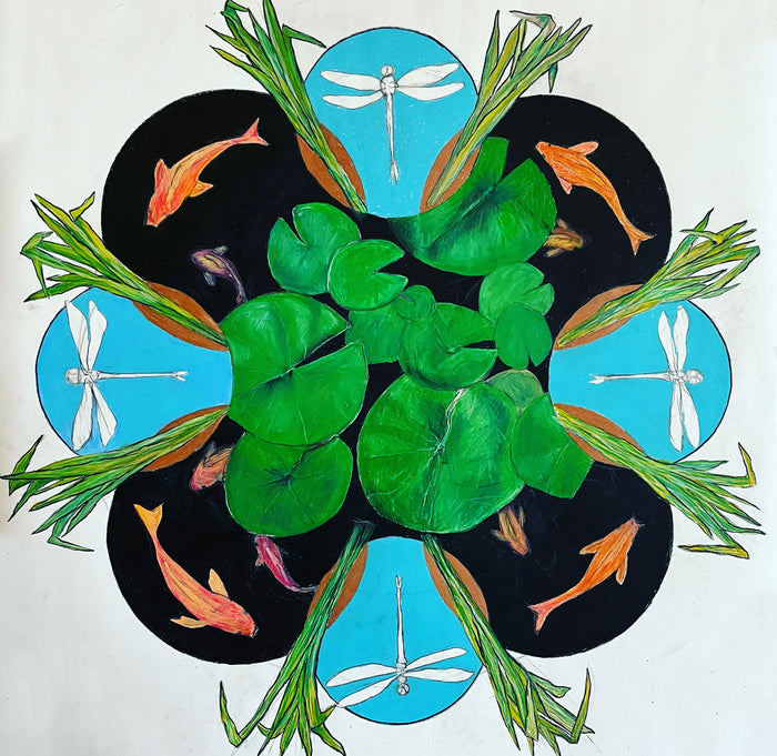 Waterlilies, 2023, mixed media, 30 x 30 in. / 76.2 x 76.2 cm.