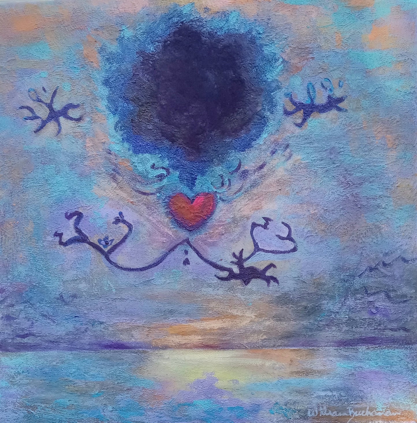 Early Blue Gray Day, 2024, acrylic and sand on canvas, 24 x 24 in. / 60.96 x 60.96 cm.