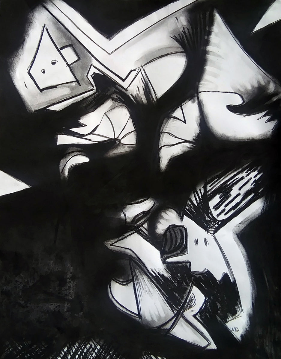 Magic Against The Wall, 2022, charcoal on paper, 29 x 23 in. / 73.66 x 58.42 cm.