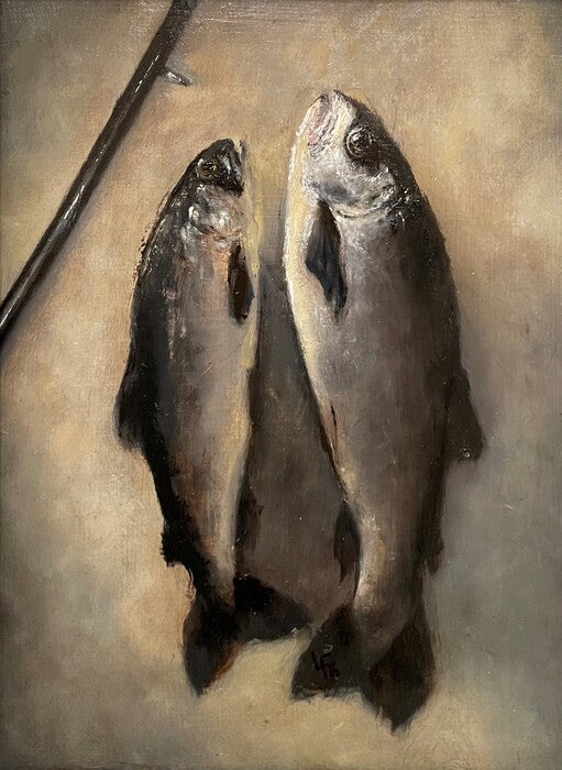 Winter Trout, 2020, oil, 12 x 9 in. / 30.48 x 22.86 cm.