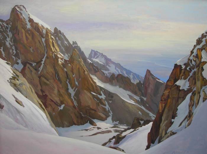 Above Middle Teton Glacier, 2004, oil, 54 x 72 in. / 137.16 x 182.88 cm.