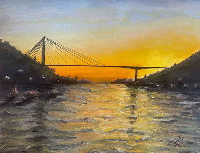 Adriatic Sunset, 2023, soft pastels, 11 x 14 in. / 27.94 x 35.56 cm.