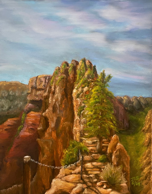 Angel's Landing Zion National Park, 2024, soft pastels, 11 x 14 in. / 27.94 x 35.56 cm.