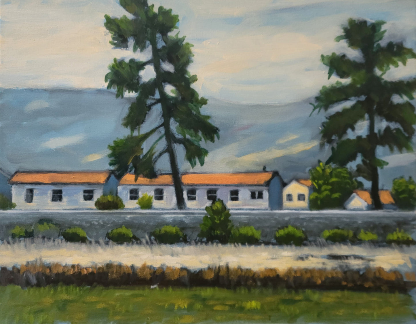 Army Base So Cal, 2022, oil on canvas, 18 x 24 in. / 45.72 x 60.96 cm.