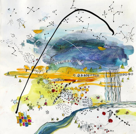 At the End of the Rainbow, 2023, watercolor and acrylic, 16 x 16 in. / 40.64 x 40.64 cm.