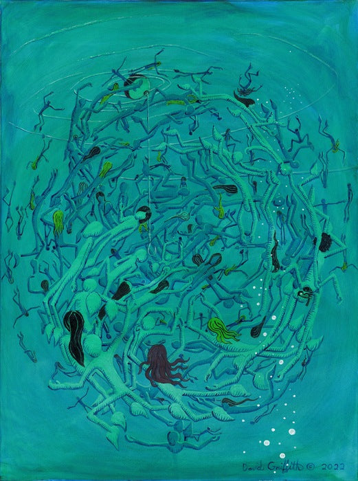 Attraction, 2022, acrylic on canvas, 40 x 30 in. / 101.6 x 76.2 cm.