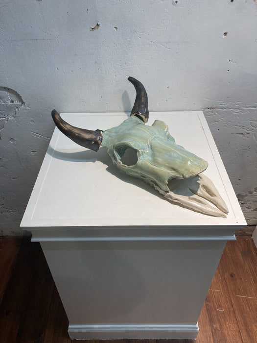 Bison Skull, 2022, ceramic, 14 x 24 in. / 35.56 x 60.96 cm.