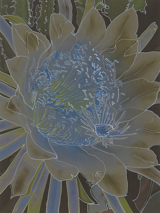 Bloom Wide Open Solarized, 2023, mixed media photograph, 54 x 40 in. / 137.16 x 101.6 cm.