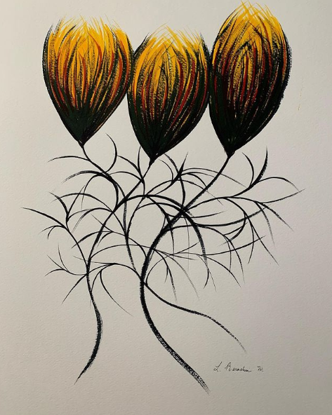 Entwined Bulbs, 2020, watercolor on watercolor paper, 18 x 24 in. / 45.72 x 60.96 cm.