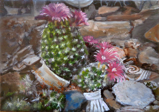 Cactus Fiesta No. 1, 2022, oil on linen, 5 x 7 in. / 12.7 x 17.78 cm.