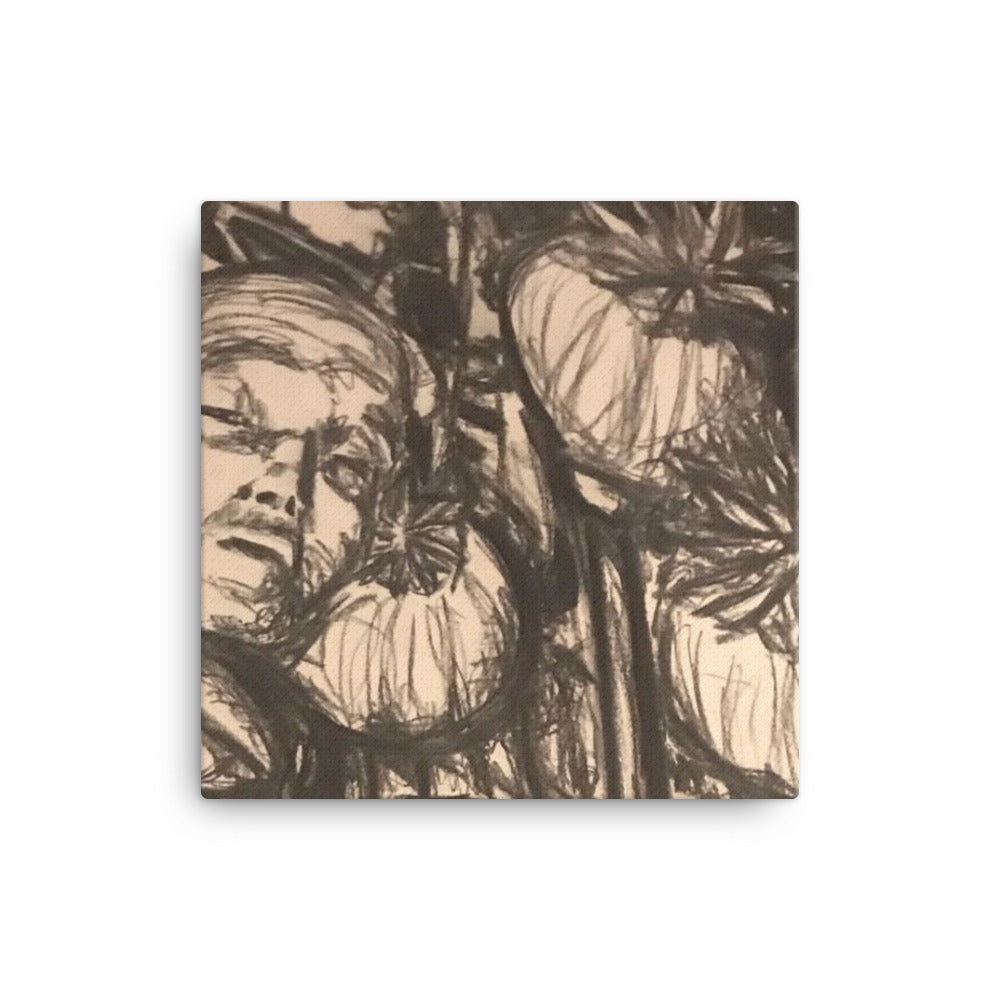 Opium Smokers, 2023, charcoal drawing on canvas print