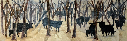 Cattle in Woods, 2021, tissue paper, 38 x 14 in. / 96.52 x 35.56 cm.