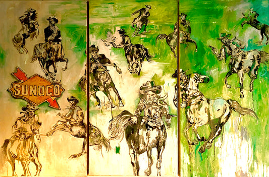 Centaurs, 2022, oil on canvas, 48 x 72 in. / 121.92 x 182.8 cm.