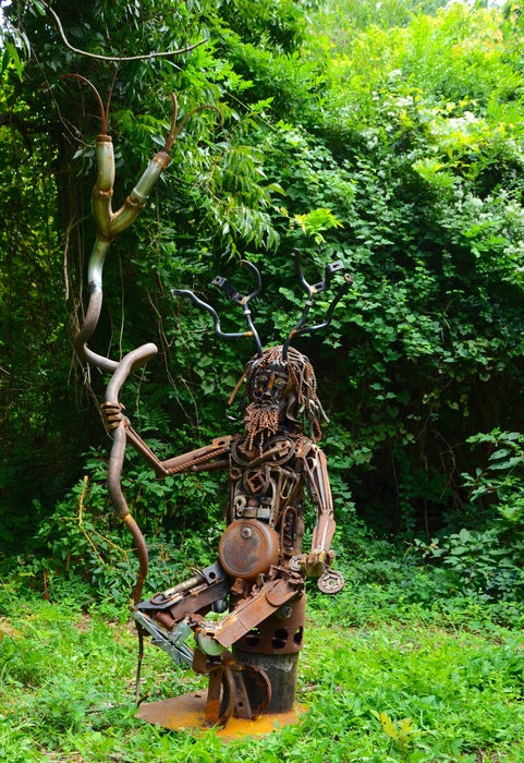 Cernunos, 2019, repurposed steel, 7.5 x 2.5 x 2.5 ft. / 90 x 30 x 30 in.