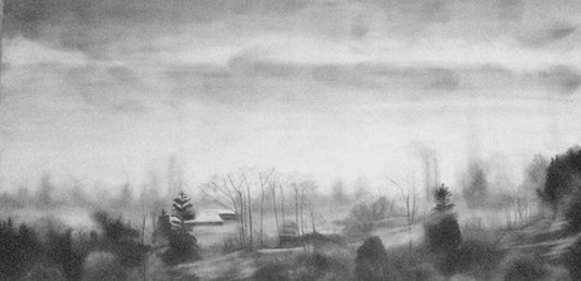 City Traces, 2021, graphite and fumage, 12 x 24 in. / 30.48 x 60.96 cm.