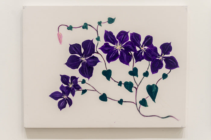 Clematis I, 2023, acrylic on canvas, 18 x 24 in. / 45.72 x 60.96 cm.