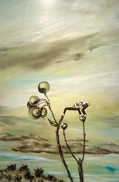 Comfort In Melancholy, 2023, oil on wood panel, 30 x 24 in. / 76.2 x 60.96 cm.